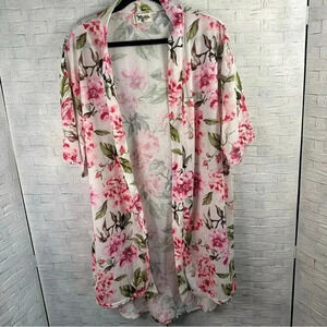 Show Me Your Mumu Duster One Size Womens Pink Floral Short Sleeve Open no belt